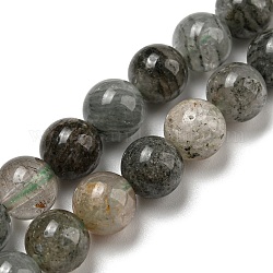 Chapelets de perles en quartz lodolite naturel, ronde, 8mm, Trou: 0.8mm, Environ 46 pcs/chapelet, 15.51~15.59'' (39.4~39.6 cm)