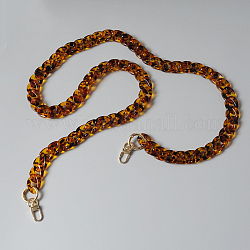 Manici in resina con motivo leopardato, con chiusura in ferro, per gli accessori di ricambio delle cinghie, oro chiaro, sella marrone, 121cm