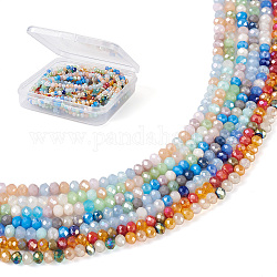 Yilisi 7 filo 7 fili di perle di vetro colori, ab colore placcato, rondelle sfaccettato, colore misto, 3.5x3mm, Foro: 0.8 mm, circa 132pcs/filo, 14.80'' (37.6 cm), 1strand / colore
