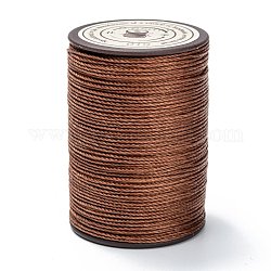 Hilo redondo de hilo de poliéster encerado, cordón de micro macramé, cuerda retorcida, para coser cuero, saddle brown, 0.65mm, alrededor de 87.48 yarda (80 m) / rollo