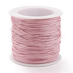Плетеной нейлоновой нити, DIY материал для изготовления ювелирных изделий, розовый жемчуг, 0.8 мм, 100 ярдов / рулон
