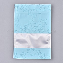Пластиковые сумки на молнии, закрывающийся пакет из алюминиевой фольги, мешки для хранения продуктов, прямоугольные, кленовый лист, Небесно-голубой, 15.1x10.1 см, односторонняя толщина: 3.9 мил (0.1 мм)