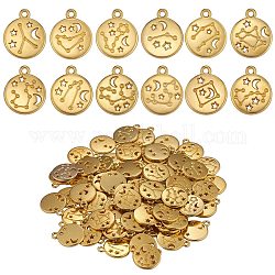 84 pezzo di ciondoli con segno zodiacale 12 ciondoli di costellazione con ciondoli in lega per gioielli, collane, orecchini, artigianato, oro, 13.8mm, Foro: 1.7 mm