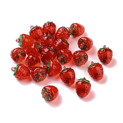 Transparenten Acryl-Anhänger, Erdbeere, rot, 18x13.5 mm, Bohrung: 1.6 mm