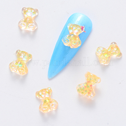 Bear Glitter Powder Epoxy Resin Cabochons, Nail Art Decoration Slime Charm, for Nail Art Supplies Filling Accessories, Light Yellow, 10x8x4mm, about 100pcs/bag