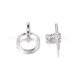 Tibetan Style Toggle Clasps, Lead Free & Cadmium Free & Nickel Free, Ring, Silver Color Plated, Ring: 17x12x4mm, Bar: 8x19x4mm, Hole: 2mm