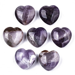 Amatista natural corazón amor piedras, piedras de palma de bolsillo para el equilibrio de reiki, 29~29.5x30~31x12~15mm