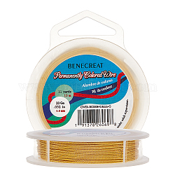 BENECREAT 3 Strands Copper Craft Wire, Long-Lasting Plated, Twisted Round, Golden, 20 Gauge, 0.8mm, about 10m/roll