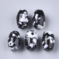 Harz perlen, Nachahmung Edelstein-Chips-Stil, Oval, Schwarz, 17.5~18x12.5~13 mm, Bohrung: 2 mm
