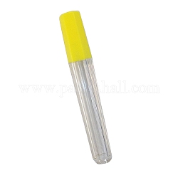 Estuche de plástico para guardar agujas de coser., Caja organizadora de almacenamiento de palillos de dientes con tubo de aguja, amarillo, 10 cm