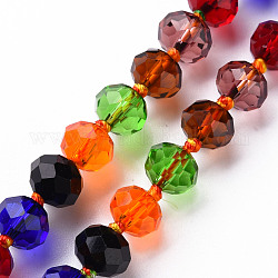 Transparent Glass Beads Strands, Faceted Abacus, Mixed Color, 8x6mm, Hole: 1.2mm, about 31pcs/strand, 9.25 inch~9.45 inch(23.5cm~24cm)