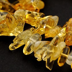 Grade A Natural Citrine Bead Strands, Nuggets, Dyed & Heated, 10~26x3~10x2~10mm, Hole: 1mm, about 15.7 inch