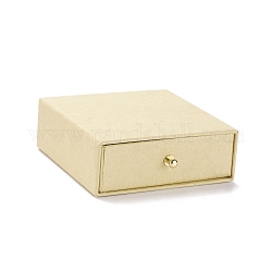 Boîte à bijoux à tiroir en papier carré, avec rivet en laiton, pour boucle d'oreille, emballage cadeau bague et collier, verge d'or pale, 10x10x3~3.2 cm