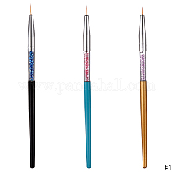 Ручка для ногтей, пунктирная рисовальная ручка, инструменты для шлифовки лака для ногтей, с алюминиевой ручкой и акриловым стразами, разноцветные, 16.2~16.7x0.75 см, 3 шт / комплект