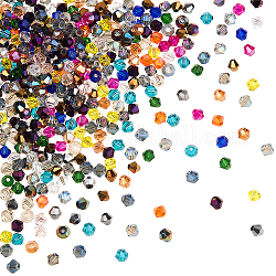 Ahadermaker® 20 brins 20 brins de perles de verre de couleurs, Toupie, facette, couleur mixte, 4~4.5x4~4.5mm, Trou: 1mm, Environ 92~96 pcs/chapelet, 13.78~14.37 pouce (35~36.5 cm), 1 brin / couleur