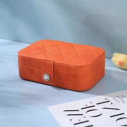 Caja organizadora de juego de joyas de cuero pu, caja de almacenamiento de joyería portátil de viaje, para pendientes collar joyería, rojo naranja, 16x11x5 cm