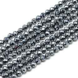 Fili di perline di pietra terahertz, sfaccettato, tondo, 2x2mm, Foro: 0.5 mm, circa 188pcs/filo, 15.9 pollice