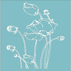 Selbstklebende Siebdruckschablone, zum Malen auf Holz, DIY Dekoration T-Shirt Stoff, Blume, Himmelblau, 28x22 cm