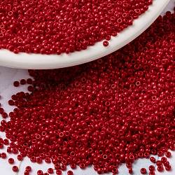 Miyuki runde Rocailles Perlen, japanische Saatperlen, 15/0, (rr408) undurchsichtig rot, 15/0, 1.5 mm, Bohrung: 0.7 mm, ca. 250000 Stk. / Pfund