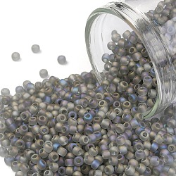 Toho perline rotonde, perline giapponesi, (176f) arcobaleno trasparente diamante nero chiaro opaco, 11/0, 2.2mm, Foro: 0.8 mm, circa 1110pcs/10g