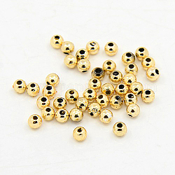 Perles rondes acryliques de placage en plastique, plaqué or et de lumière, 6mm, Trou: 1mm, environ 4500 pcs / livre