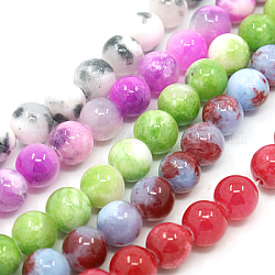 Natural Persian Jade Beads Strands, Dyed, Round, Mixed Color, 10mm, Hole: 1mm, about 38pcs/strand, 16 inch