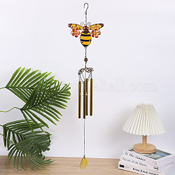 Campanas de viento, decoraciones colgantes de vidrio y arte del hierro, patrón de abejas, 800x170mm