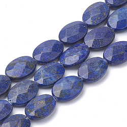 Natural Lapis Lazuli Beads Strands, Faceted, Oval, Dyed, 18~18.5x13~13.5x5mm, Hole: 1mm, about 22pcs/strand, 15.7 inch