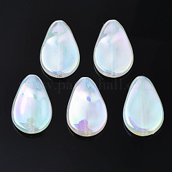 Perline acriliche con placcatura iridescente arcobaleno, Glitter perline, lacrima, bianco, 22x14.5x5.5mm, Foro: 1.6~1.8 mm