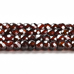 Zirkonia Perlenstränge, facettierte Rondelle, dunkelrot, 3x2 mm, Bohrung: 0.6 mm, ca. 164~172 Stk. / Strang, 14.57~14.88 Zoll (37~37.8 cm)