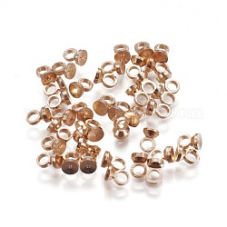 Barre di perline di ottone, per ciondoli con coperchio a bolle di vetro globo, rotondo e piatto, oro chiaro, 3.5x2.8mm, Foro: 1.4 mm