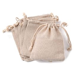 Baumwolle Verpackung Beutel Kordelzug Taschen, Geschenkbeutel, Musselinbeutel wiederverwendbarer Teebeutel, Weizen, 11x9.5 cm