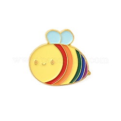 Alloy Brooches, Enamel Pins, for Backpack Cloth, Golden, Bees, Colorful, 27x30x1.5mm