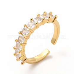 Открытое квадратное кольцо-манжета из прозрачного кубического циркония, стеллаж для латунных украшений для женщин, без свинца и без кадмия, реальный 18k позолоченный, внутренний диаметр: 18 мм
