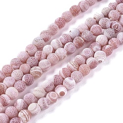 Chapelets de perle en agate naturelle patinée, teints et chauffée, mat, ronde, brun rosé, 6mm, Trou: 1.2mm, Environ 62 pcs/chapelet, 13.77 pouce (35 cm)
