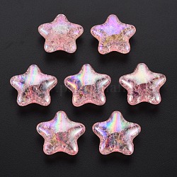 Perles en acrylique transparentes craquelées, couleur ab , étoiles du nord, rose, 20.5x21.5x9.5mm, Trou: 2.5mm, environ 220 g /sachet 