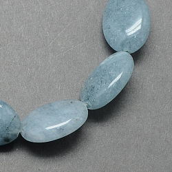 Dyed Flat Oval Shaped Gemstone Natural Aquamarine Beads Strands, Pale Turquoise, 18x13x6mm, Hole: 1.2mm, about 22pcs/strand, 15.7 inch
