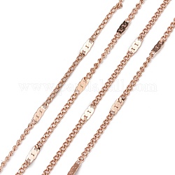 Ion Plating(IP) 304 Stainless Steel Figaro Chains, with Spool, Soldered, Rose Gold, Link: 2~5.2x1.4x0.9mm, about 32.8 Feet(10m)/roll