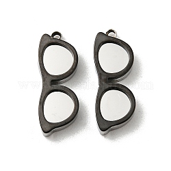 Colgantes de 304 acero inoxidable, encantos de gafas, de color negro y acero inoxidable, 17.5x6.5x2.5mm, agujero: 1.2 mm