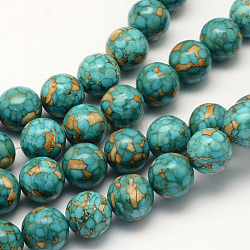 Dyed Synthetic Turquoise Round Bead Strands, Medium Turquoise, 10mm, Hole: 1mm, about 40~48pcs/strand, 15.4 inch~16.5 inch