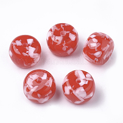 Бусины из cмолы, стиль имитация драгоценных камней, рондель, красные, 17x13 мм, отверстие : 2.5 мм