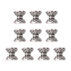 Abalorios de conos de aleación de estilo tibetano, doble cara, plata antigua, 8x7.5mm, agujero: 2 mm