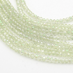 Electroplate Glass Beads Strands, Faceted Rondelle, Colorful, 3.5x2.5~3mm, Hole: 1mm, about 165~169pcs/strand, 15~16 inch(38~40cm)