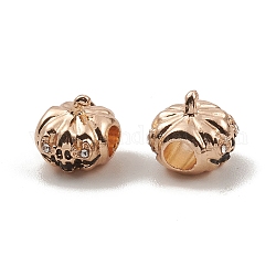 Perline europee smaltate in lega, perline con foro grande, con strass, zucca di Halloween, oro chiaro, 10.5x11mm, Foro: 4.2 mm