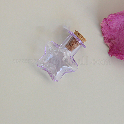Mini-Perlenbehälter aus Borosilikatglas mit hohem Borosilikatgehalt, Ich wünsche eine Flasche, mit Korken, Stern, Medium lila, 2.35x2.05 cm