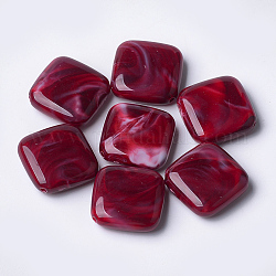 Perles acryliques, style de pierres fines imitation, losange, rouge foncé, 23x23.5x7mm, Trou: 1.8mm