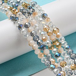 Chapelets de perles en verre, facette, rondelle, peachpuff, 4x3mm, Trou: 0.4mm, Environ 123~127 pcs/chapelet, 15.75~16.5 pouce (40~42 cm)