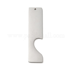 304 Stainless Steel Big Pendants, Laser Cut, Rectangle Charm, Stainless Steel Color, 50x12x1.5mm, Hole: 1.4mm