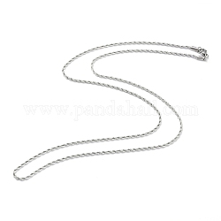 Colliers avec chaîne de corde en 304 acier inoxydable, avec fermoir pince de homard, couleur inoxydable, 2mm, 27.55 pouce (70 cm)