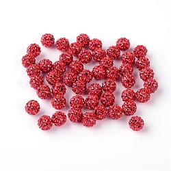 Perles de strass en argile polymère, Perles de boule pavé disco , Grade a, la moitié foré, ronde, light siam, pp9 (1.5mm), 1.6mm, Trou: 6mm